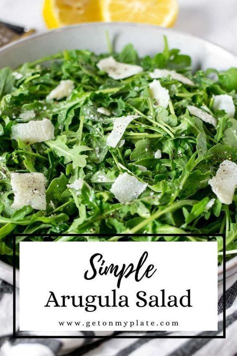 This Simple Arugula Salad recipe isn’t even really a recipe! It’s ridiculously simple and a super easy side dish that complements almost any main course! Arugula is tossed with the bright, simple flavors of lemon and olive oil, then topped with shaved Parmesan cheese. Your go-to salad is ready in about 5 minutes! Easy Rice Bowl Recipes, Simple Arugula Salad, Rice Bowl Recipes, Gluten Free Bowl, Rice Bowls Healthy, Arugula Recipes, Teriyaki Chicken And Rice, Arugula Salad Recipes, Lemon Salad