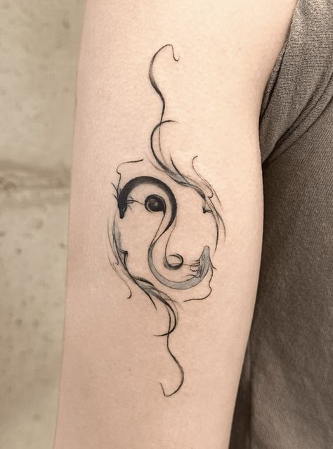 Arm With Yin Yang Dragon Tattoo Design Yin Yang Dragon Tattoo, Dragon Yin Yang Tattoo, Seoul Tattoo, Cute Dragon Tattoo, Yin Yang Dragon, Balance Tattoo, Ying Yang Tattoo, Yang Tattoo, Yin Yang Designs