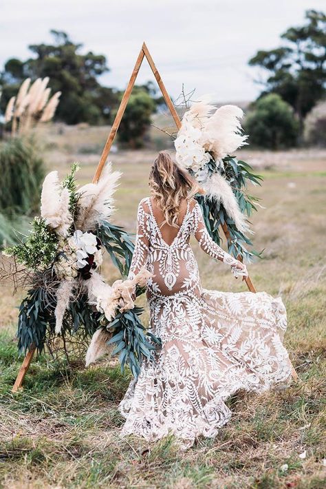 30 Sage Green Wedding Ideas | Wedding Forward Boho Wedding Dress With Sleeves, Country Western Wedding, Western Themed Wedding, Western Wedding Dresses, Country Theme Wedding, Sage Green Wedding, Grace Loves Lace, Bohemian Wedding Dress, White Lace Dress