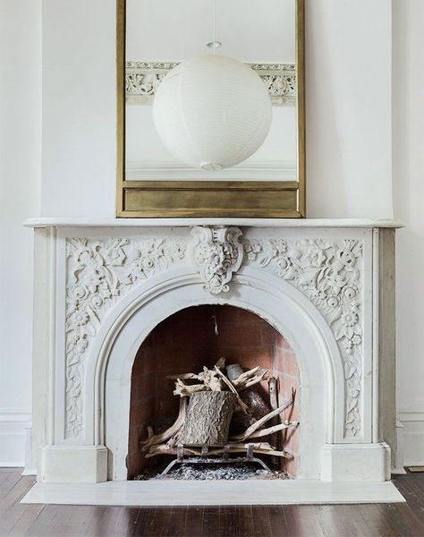 Part II – The Most Gorgeous Stone Fireplace Mantels Ever! Cast Stone Fireplace Surround, Stone Fireplace Mantel, Marble Fireplace Surround, Victorian Fireplace, Old Fireplace, White Fireplace, George Nelson, French Country Cottage, Marble Fireplaces