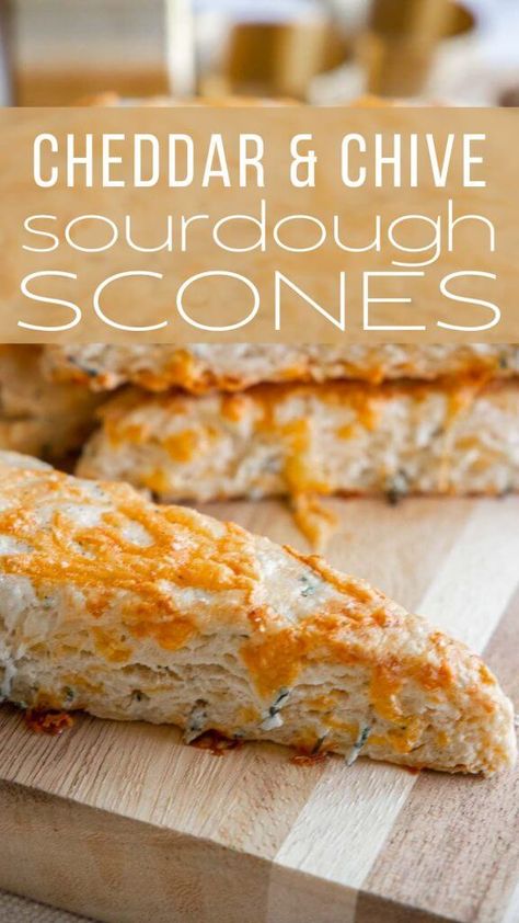 Cheddar Chive Scones, Sourdough Discard Scones, Discard Scones, Cheese And Chive Scones, Chive Scones, Sourdough Scones, Discard Recipe, Dough Starter, Sourdough Starter Discard Recipe