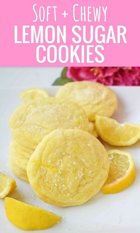 Lemon Cookie Recipe, Lemon Sugar Cookies Recipe, Modern Honey, Lemon Cookie, Lemon Cookies Recipes, Lemon Sugar Cookies, Lemon Dessert Recipes, Soft Sugar Cookies, Lemon Sugar