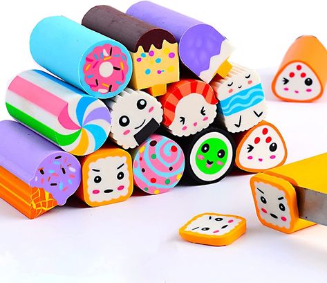 Food Erasers, Kids School Gifts, Eraser Collection, Cool Erasers, Desk Pet, Carnival Gift, Prize Gifts, Cool School Supplies, Pokemon Coloring Pages