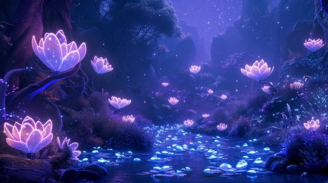 Night Scenery Wallpaper Desktop, Genshin Impact Environment Art, Aesthetic Wallpaper Landscape Desktop, Wallpaper 1080x1920 Full Hd Pc, Glowing Garden, Garden At Night, Fantasy Background, Desktop Wallpaper Art, Splash Art