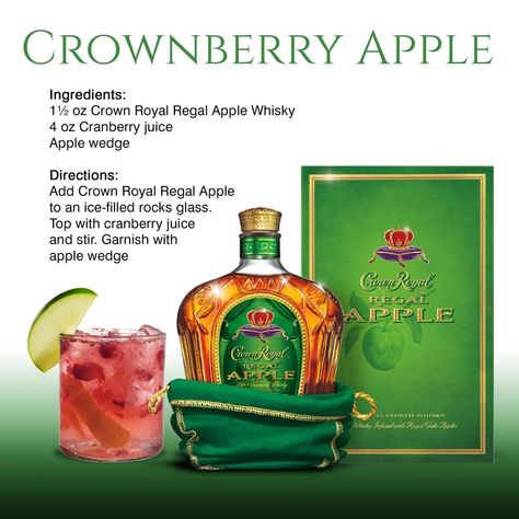 Crown Drink, Crown Royal Apple, Crown Royal Drinks, Crown Apple, Apple Drinks, Apple Recipe, Liquor Drinks, Boozy Drinks, Alcohol Drink Recipes