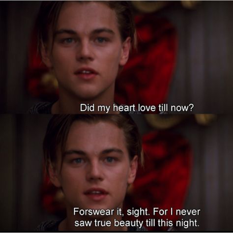 Romeo & Juliet Leonardo Dicaprio Romeo, Romeo And Juliet Quotes, Juliet 1996, Romeo Juliet 1996, Juliet Movie, Juliet Capulet, Romeo Und Julia, Leonardo Dicaprio 90s, Tattoo Reference