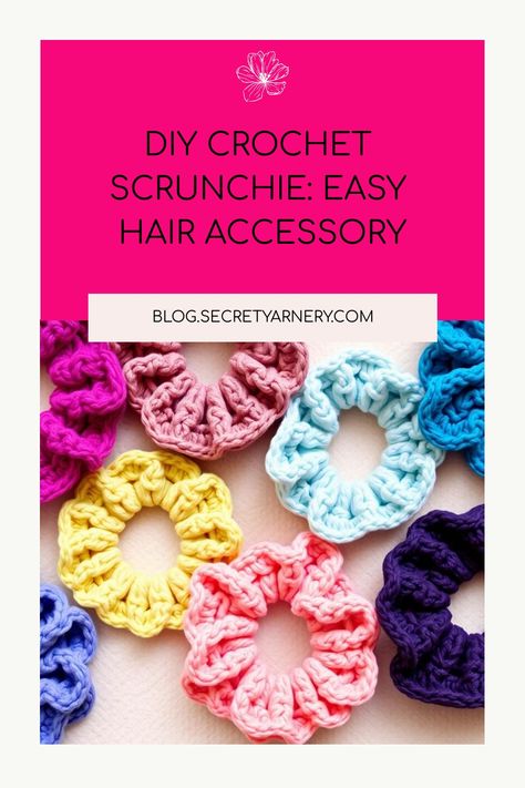 Learn how to make a trendy crochet scrunchie with my easy step-by-step guide. Elevate your hair game with this fun DIY accessory that’s perfect for all skill levels. Crochet Patterns Hair Accessories, Crochet Scrunchie Pattern Free, Crochet Hair Ties, Scrunchies Crochet, Diy Scrunchie, Diy Hair Clip, Crochet Granny Stitch, Crochet Scrunchie, Crochet Scrunchies