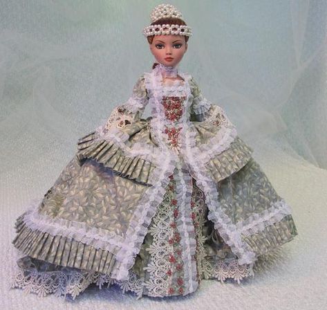 18th Century Gown, Tonner Dolls, Ellowyne Wilde, Glamour Dolls, Influential Women, Sewing Lessons, Pompadour, Pretty Dolls, Ribbon Flowers