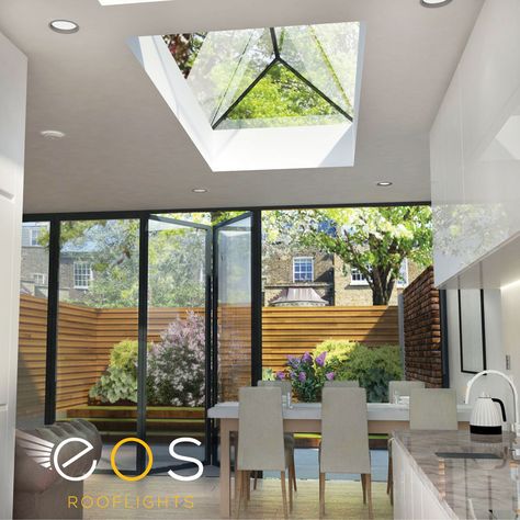 Roof lanterns are a great way of bringing natural light into a room where wall space may be limited. Whether you are wanting to flood a room with natural light or star gaze on clear night from the comfort of your sofa, a roof lantern would be the perfect addition to any single-story extension or bungalow with a flat roof. #rooflantern #glasslantern #framelessrooflight #eosrooflights Lantern Roof Light, Flat Roof Skylights, Roof Lanterns, Home Interior Inspiration, Star Gaze, Flat Roof Extension, Roof Skylight, Skylight Design, Kitchen Diner Extension