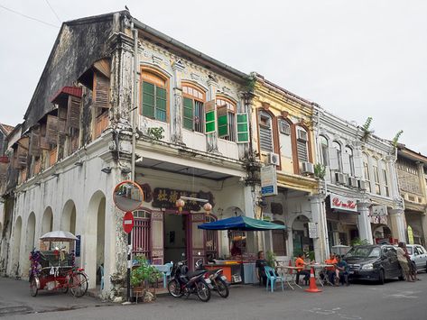 Chinese Shophouse Row in George Town, Penang, Malaysia Malaysian Culture, Malaysia Penang, George Town Penang, Georgetown Penang, Penang Island, Singapore Photos, Terracotta Floor, George Town, Penang Malaysia