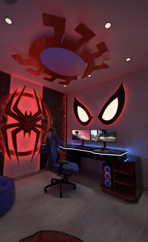 Spiderman Room Decor, Spiderman Bedroom, Room Computer, Spiderman Room, Marvel Room, Spiderman Gifts, Image Spiderman, Spiderman Theme, Spiderman Art Sketch