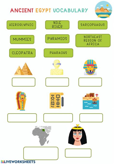 Ancient Egypt Worksheets, Egypt Worksheets, Class Worksheets, Ancient Egypt History, Historical Period, English As A Second Language (esl), English As A Second Language, School Subjects, 5th Grades