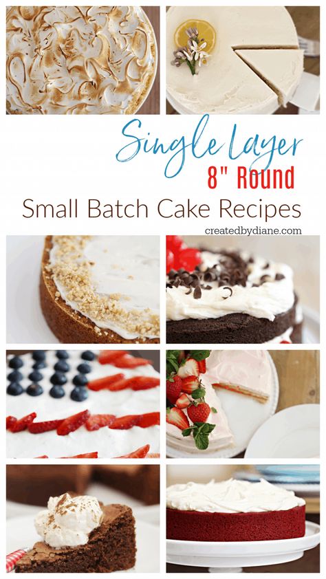 Round Cake Recipes, Single Serving Cake Recipe, 9 Inch Cake Recipe, Small Batch Cake Recipe, Small Batch Cake, Cake For Two Recipe, One Layer Cakes, Small Birthday Cakes, Small Batch Baking