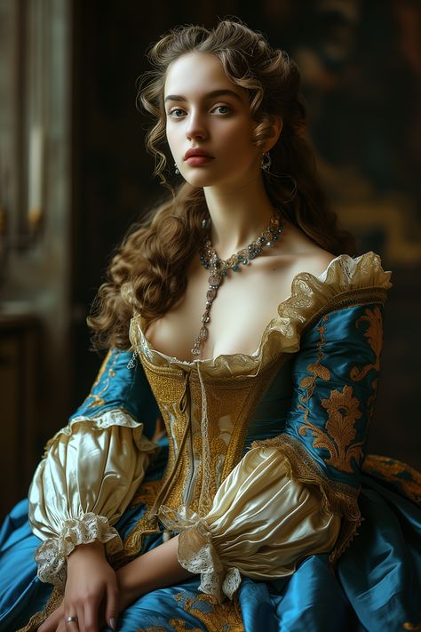 Baroque beauty is characterized by its ornate and extravagant style, which emerged in the 17th century in Europe. This period in art and architecture ... -  #ai #Alternate #Art #artificial #Beauty Rococo Fashion Modern Style, Modern Baroque Fashion, Blue Kingdom, Story Planning, Forest Adventure, Baroque Art, Mystical Forest, Dynamic Poses, Hyperrealism