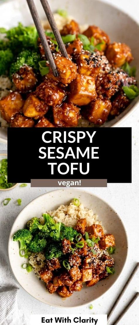 Tofu Dinner Recipes, Tofu Recipes Healthy, Sesame Tofu, Tofu Recipes Vegan, Tofu Recipe, Tofu Dishes, Tasty Vegetarian Recipes, Health Dinner Recipes, Tofu Recipes