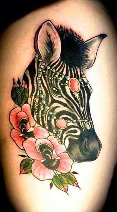 if i ever got a zebra tattoo, this is pretty close to what i would want. beautiful. Eds Tattoo, African Mural, Mural Tattoo, Zebra Tattoo, Zebra Tattoos, Rad Tattoos, Cardinal Tattoo, Horse Tattoos, Head Jewellery