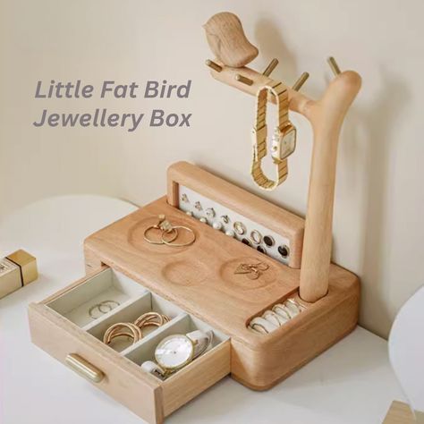 Bird Inspired Jewellery Box Wooden, Big Jewelry Organiser, Unique Jewellery Drawer Box, Tree Jewellery Display Holder Storage Stand by BetterHomey on Etsy Handmade Wooden Jewelry Boxes, Jewellery Box Wooden, Jewelry Tree Display, Jewellery Drawer, Wooden Jewelry Stand, Jewelry Drawer, Wooden Structure, Ring Storage, Big Jewelry