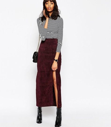 Wear To Work Outfits Office Chic, How To Wear Jeans To Work, Black Skirt Outfit Summer, Suede Skirt Outfit, Chic Winter Outfits, Denim Skirt Outfits, Maxi Skirt Outfits, Summer Work Outfits, Suede Skirt