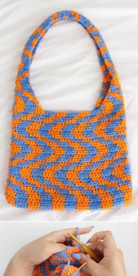 Modern Haken, Tutorial Knitting, Tote Crochet, Knitting Bag Pattern, Popular Crochet, Free Crochet Bag, Crochet Bag Pattern Free, Bag Pattern Free, Start Knitting