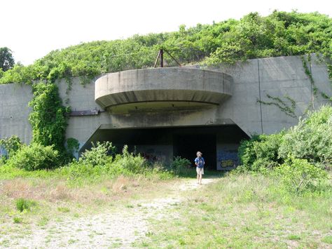 Abandoned coastal bunker in Rhode Island Rhode Island Photography, More Synonyms, Flak Tower, Military Bunkers, Island Photography, The Forbidden City, Military Bases, Rockaway Beach, Abandoned Homes