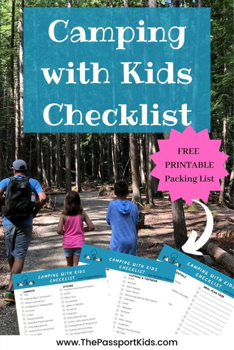 Camping Trip Packing List, Pack For Camping, Camping Supply List, Camping Gear List, Camping With Toddlers, Kids Checklist, Travel Printables, Camping Packing List, Colorado Trip