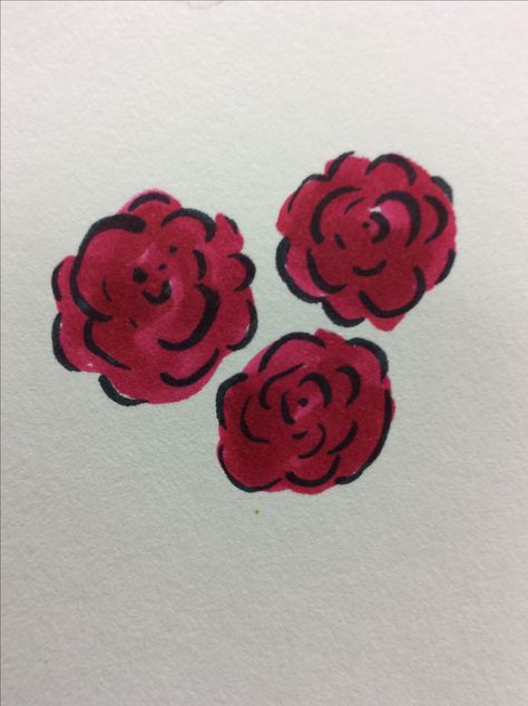 Mini Ideas Drawing, Mini Roses Drawing, Red Drawings Aesthetic Simple, Cute Rose Doodle, Easy Rose Doodle, How To Doodle A Rose, Mini Rose Drawing, Rose Doodle Art, Roses Easy Drawing