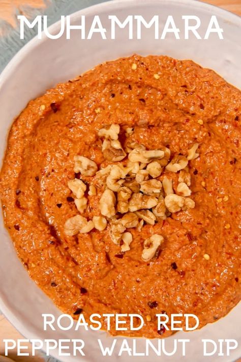 Pomegranate Molasses Recipe, Red Pepper Dip Recipe, Pepper Dip Recipe, App Recipe, Muhammara Recipe, Walnut Dip, Molasses Recipes, Roasted Red Pepper Dip, Red Pepper Dip