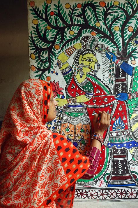 Mithila Art, Madhubani Paintings, Painting Styles, Kalamkari Painting, Painting Video, Traditional Wall Art, Pichwai Paintings, Indian Painting, Tanjore Painting