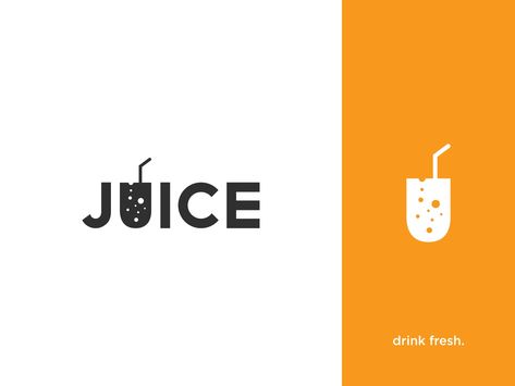 Fresh Logo Design, Juice Logo, Tea Logo, Logo Word, Fresh Logo, Fruit Logo, Juice Branding, Drink Bar, Modern Minimalist Logo