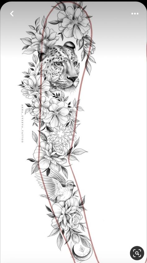 Tattoo Brazo Mujer, Tropisches Tattoo, Snow Tattoo, Leopard Tattoo, Tiger Tattoo Sleeve, Mangas Tattoo, Cute Thigh Tattoos, Arm Sleeve Tattoos For Women, Leopard Tattoos