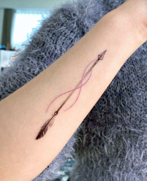 Arrow Tattoo Design 41 Arrow With Ribbon Tattoo, Arrow Tattoo Placement, Boho Arrow Tattoo, Meaningful Arrow Tattoos For Women, Now And Arrow Tattoo, Flower Arrow Tattoo, Arrow Tattoo Placements, Small Lion Tattoo For Women, Arrow Tattoo Meaning