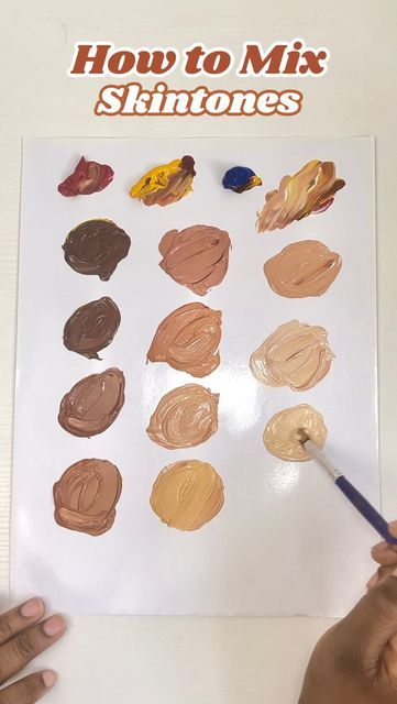 How To Mix Skin Tones, Brown Skin Painting, Skin Tone Painting Mixing, How To Make Tan Paint, Skin Color Making, How To Paint Skin Tones, How To Make Light Skin Color Paint, Skin Color Acrylic Paint, How To Mix Paint For Skin Tones