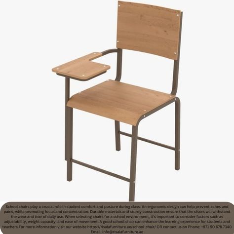 School chairs play a crucial role in student comfort and posture during class. An ergonomic design can help prevent aches and pains, while promoting focus and concentration. Durable materials and sturdy construction ensure that the chairs will withstand the wear and tear of daily use. .For more information visit our website https://risalafurniture.ae/school-chair/ OR contact us on Phone: +971 50 678 7340 Email: info@risalafurniture.ae Basic Sketch, Vintage Desk Chair, Meeting Room Table, Student Chair, Auditorium Seating, School Chair, Classroom Tables, School Chairs, Furniture Design Wooden