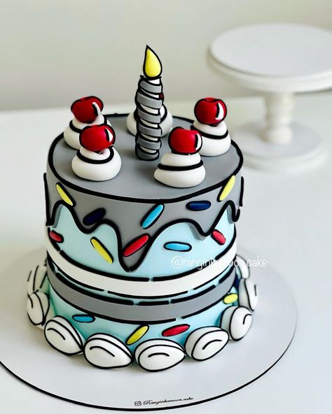 Melody Jacob: The best cartoon cake designs for birthdays Birthday Cake Designs For Boys 13, Cool Cake Ideas Birthdays, 41st Birthday Cakes For Men, Cartoon Cake For Men, 10th Birthday Boy Cake, Cartoon Cake Designs Birthday, Cartoon Cake For Boys, Cartoon Style Cake, Adult Cakes For Men