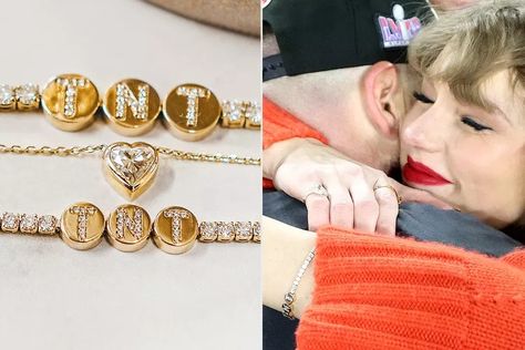 All About Taylor Swift and Travis Kelce’s Diamond ‘TNT’ Bracelets (Exclusive) Tnt Bracelet, Taylor Swift Bracelets, Diamond Friendship Bracelet, Surprise For Girlfriend, Swift Bracelets, Michelle Wie, This Kind Of Love, Sport Quotes Motivational, Celebrity Music