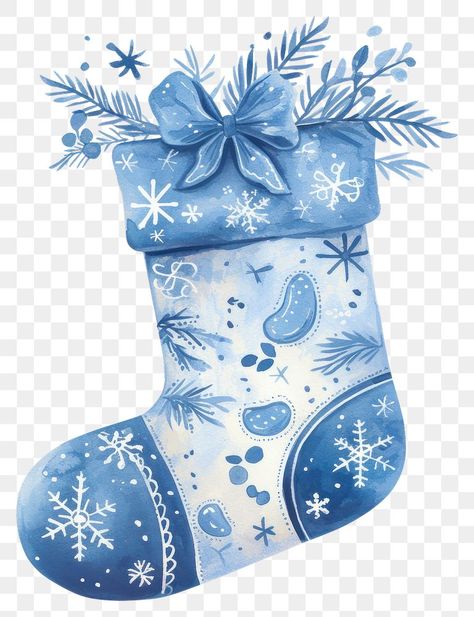 Christmas Stocking Illustration, Stocking Illustration, Blue Christmas Stocking, Stockings Christmas, Png Christmas, Blue Christmas, Watercolor Pattern, Christmas Png, Christmas Pattern