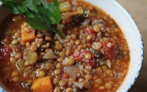 Hearty Lentil and Quinoa Stew - Real Food from the Herbal Academy 7 Day Healthy Meal Plan, Lentil Quinoa, Chicken Veggie Soup, Winter Soup Recipes, Lentils And Quinoa, Great Vegan Recipes, Fat Burning Soup, Herbal Academy, Quinoa Soup