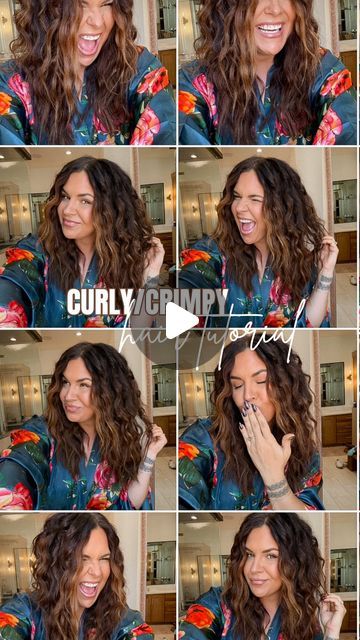 Stephanie Joplin | Crimpy/curly hair tutorial…..  1. You need dirty hair…like, should probably take a shower and wash it kind of hair 😝 2. Crimp it all over... | Instagram Crimped Curly Hair, Curly Iron Tutorial, 3 Barrel Curling Iron Hair Tutorial, Crimp And Curl Hair, Small Curling Iron, Curly Iron, 3 Barrel Curling Iron, Curly Hair Tutorial, Crimped Hair