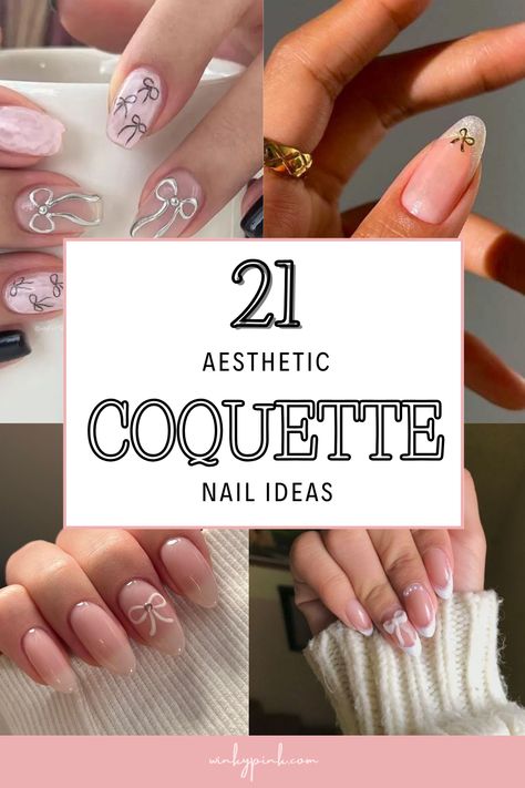 21 COQUETTE NAIL IDEAS THAT YOU ARE GOING TO LOVE | nail ideas and nail inspo | Cottage core Coquette Aesthetic | Bow Nail Inspiration | Feminine Nails | Pink Nails Coquette Nails Bow, Soft Girly Nails, Fallon Carrington Nails, Nail Inspo For Wedding Guest, Paris Nails Ideas, Coquette French Nails, Dainty Bow Nails, Coquette Nails Pink Bow, Loveshackfancy Nails