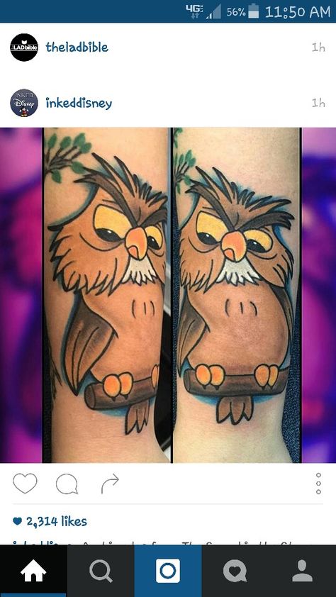 Archimedes Archimedes Owl, Tattoos 2022, Interesting Tattoos, Disney Sleeve, Movie Tattoo, Disney Tattoo, Sleeves Ideas, Owl Tattoo, Tat Ideas