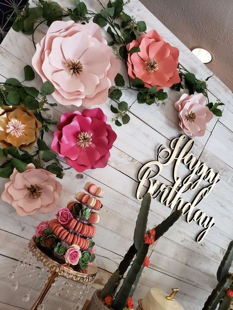 Cactus Theme Birthday, 70th Birthday Party Ideas For Mom, Diy Party Themes, 60th Birthday Ideas For Mom, Spring Theme Party, Happy 75th Birthday, 77th Birthday, 75th Birthday Parties, Rustic Birthday