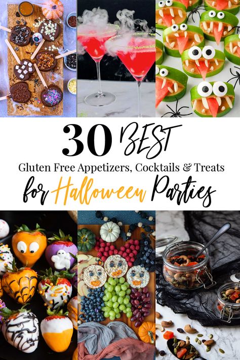 30 Gluten Free Halloween Recipes Gf Halloween Appetizers, Gluten Free Dairy Free Halloween Appetizers, Halloween Potluck Gluten Free, Halloween Appetizers Gluten Free, Halloween Entertaining Food, Halloween Food Ideas Gluten Free, Gluten Free Halloween Dinner Ideas, Gluten Free Halloween Food For Party, Gluten Free Desserts Halloween