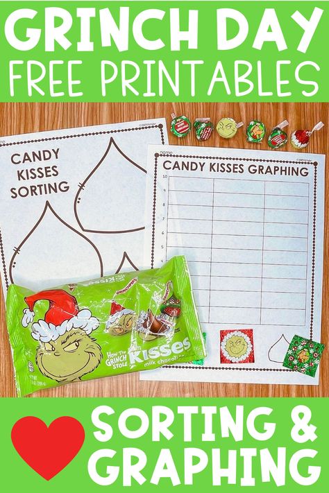 Grinch Hershey Kisses, Grinch Day Activities, Grinch Day, Grinch Crafts, Educational Activities For Preschoolers, Christmas Units, Grinch Christmas Party, 1st Grade Activities, Grinch Party