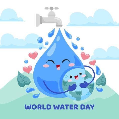 Ilustración plana del día mundial del ag... | Free Vector #Freepik #freevector #tierra #piso #ilustracion #planeta Water Day Poster, Save Water Poster Drawing, Save Water Poster, Vector Background Graphics, Water Technology, Colorful Borders Design, Water Poster, World Water Day, Water Drawing