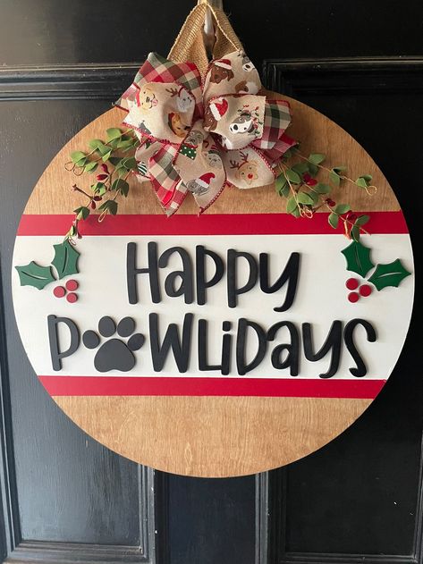 Happy Pawlidays - Etsy Happy Pawlidays, Winter Door, Wood Wreath, Storm Door, Hello Winter, Christmas Door Hanger, Wood Letters, Christmas Door, Laser Cut Wood