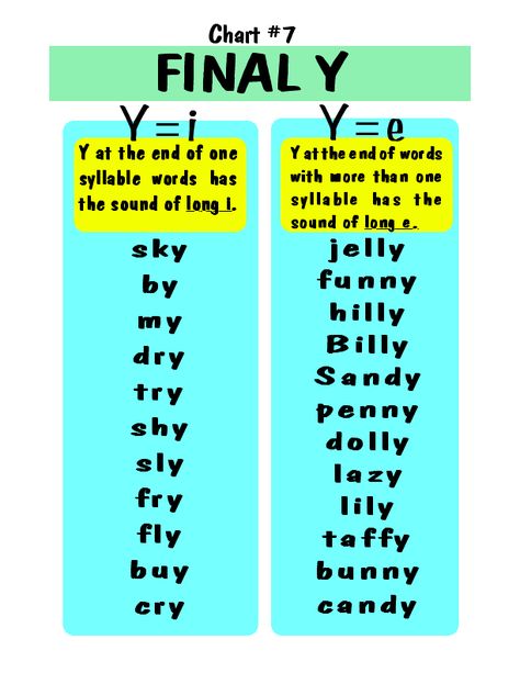 final "y" Secret Stories, Phonics Rules, Spelling Rules, Phonics Sounds, English Phonics, Phonics Lessons, Phonics Words, Education Activities, Phonics Reading