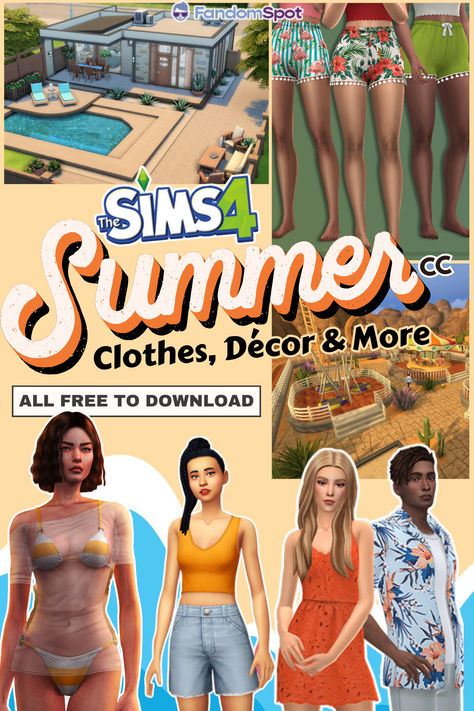 Sims 4 Cc Outer Banks Clothes, Summer Outfits Sims 4 Cc, Sims 4 Beachy Clothes, Sims 4 Tropical Cc, Sims 4 Beach Cc, Sims 4 Summer Cc, Sims Legacy Challenge, Beachy Clothes, Orange Wedges