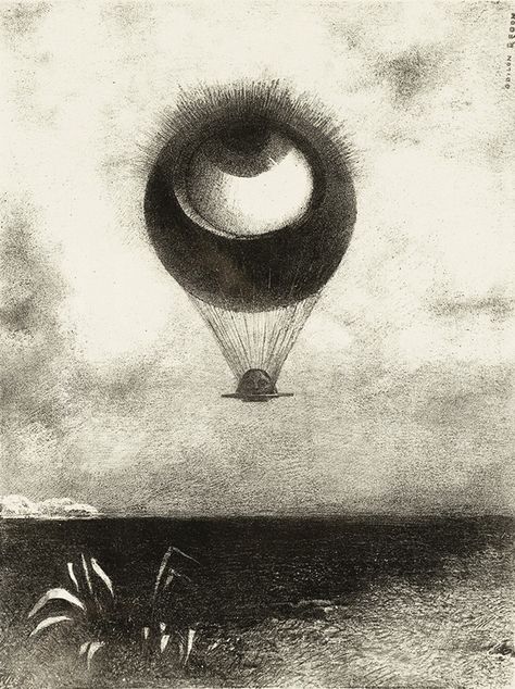 The Eye, Like a Strange Balloon, Mounts toward Infinity / Odilon Redon Harvard Art Museum, Odilon Redon, Winterthur, Protection Spells, Paul Cezanne, Paul Gauguin, Edgar Allan Poe, Lithography, Gustav Klimt