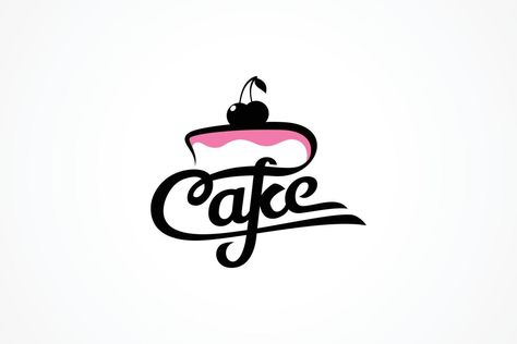 simple cake logo with a combination of a cake with cherries on top. Cake With Cherries On Top, Cake With Cherries, Cosmetic Logo, Logo With A, Simple Cake, Cake Logo, Cherry On Top, Easy Cake, Graphic Design Logo