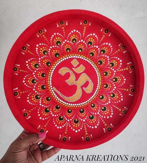 Mataka Art, Arti Thali Decoration, Arti Thali, Thali Decoration, Mandala Book, Thali Decoration Ideas, Bollywood Theme, Warli Art, Circle Mehndi